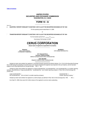 Thumbnail Cerus Corporation 10-Q Quarterly Report FY 