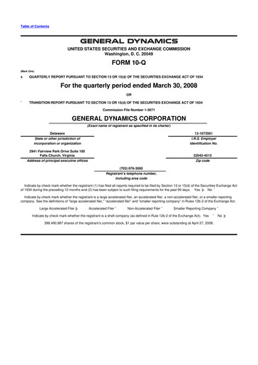 Miniature General Dynamics 10-Q Rapport trimestriel  