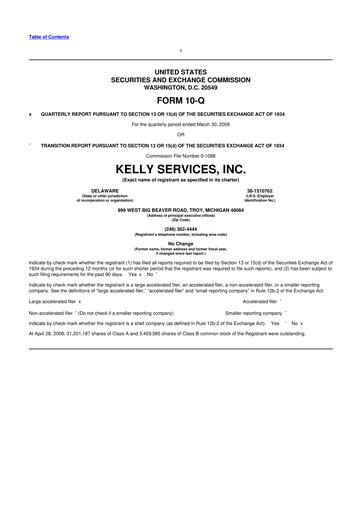 Miniature Kelly Services
 10-Q Rapport trimestriel  
