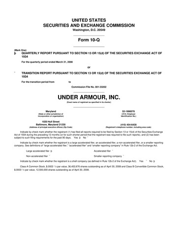 Vorschaubild Under Armour
 10-Q Quartalsbericht  