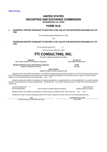 Thumbnail FTI Consulting 10-Q Quarterly Report FY 