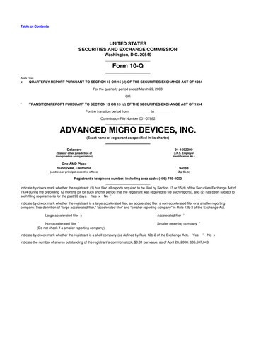 Miniature AMD 10-Q Rapport trimestriel  