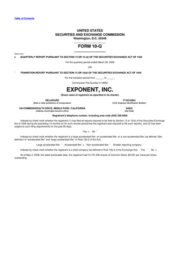 Thumbnail Exponent
 10-Q Quarterly Report FY 