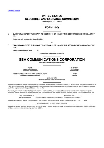 Miniature SBA Communications 10-Q Rapport trimestriel  