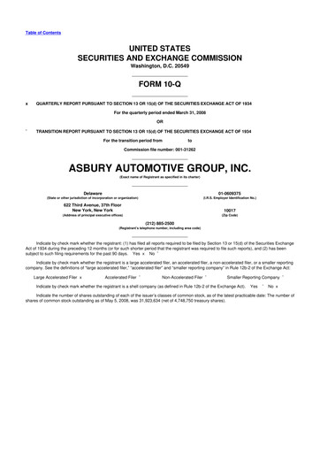 Miniature Asbury Automotive Group 10-Q Rapport trimestriel  
