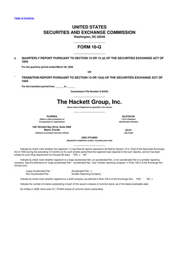 Vorschaubild The Hackett Group

 10-Q Quartalsbericht  