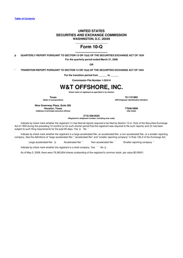 Thumbnail W&T Offshore 10-Q Quarterly Report FY 
