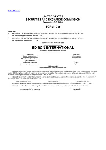 Thumbnail Edison International
 10-Q Quarterly Report FY 