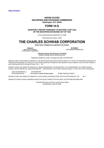 Thumbnail Charles Schwab 10-Q Quarterly Report FY 