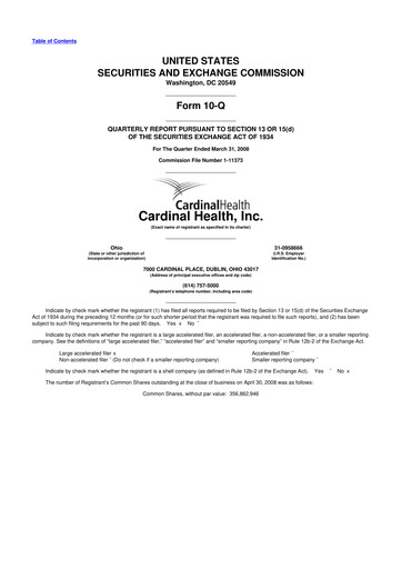 Thumbnail Cardinal Health 10-Q Quarterly Report FY 