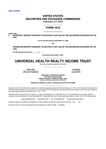 Vorschaubild Universal Health Realty Income Trust 10-Q Quartalsbericht  