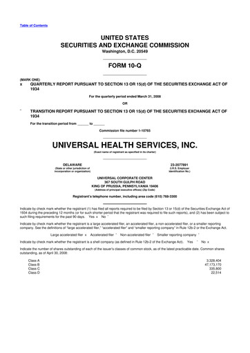 Thumbnail Universal Health Services
 10-Q Quarterly Report FY 
