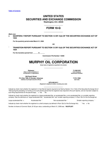 Thumbnail Murphy Oil
 10-Q Quarterly Report FY 