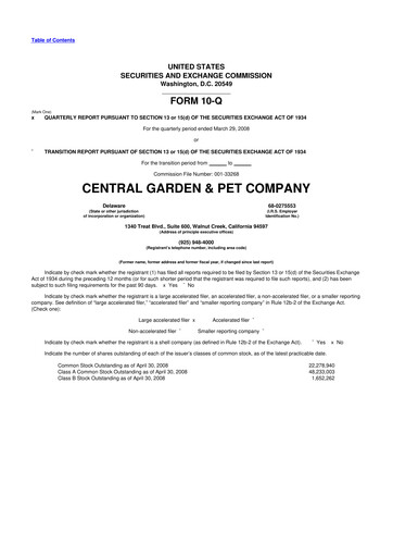 Miniature Central Garden & Pet 10-Q Rapport trimestriel  