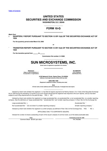 Thumbnail Sun Microsystems 10-Q Quarterly Report FY 