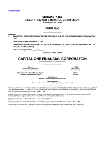 Thumbnail Capital One 10-Q Quarterly Report FY 