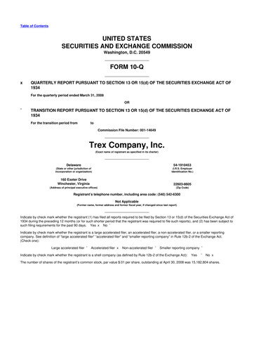 Vorschaubild Trex 10-Q Quartalsbericht  
