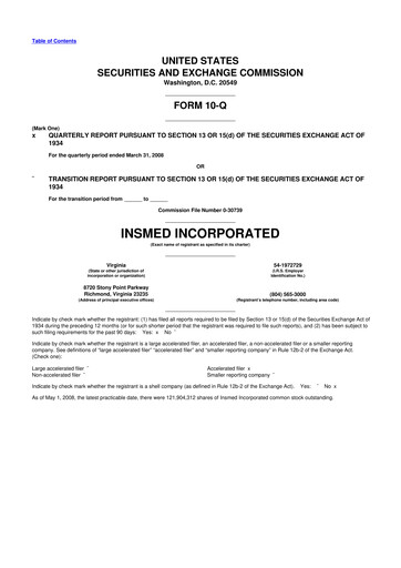 Vorschaubild Insmed 10-Q Quartalsbericht  