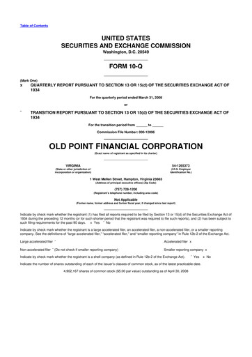 Thumbnail Old Point Financial 10-Q Quarterly Report FY 