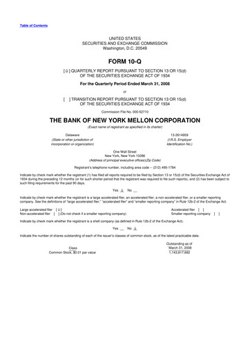 Vorschaubild BNY Mellon (Bank of New York Mellon) 10-Q Quartalsbericht  