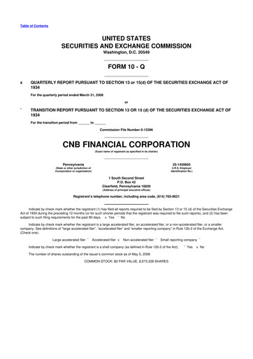 Thumbnail CNB Financial Corp 10-Q Quarterly Report FY 