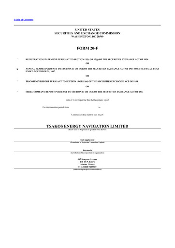 Thumbnail Tsakos Energy Navigation 20-F Annual Report 