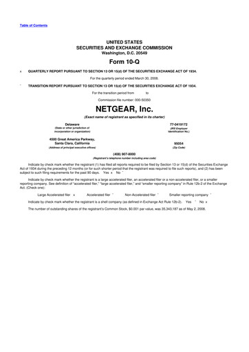 Miniature NETGEAR 10-Q Rapport trimestriel  