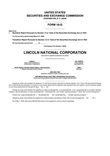 Vorschaubild Lincoln National Corporation 10-Q Quartalsbericht  