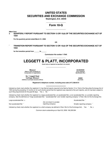 Thumbnail Leggett & Platt

 10-Q Quarterly Report FY 