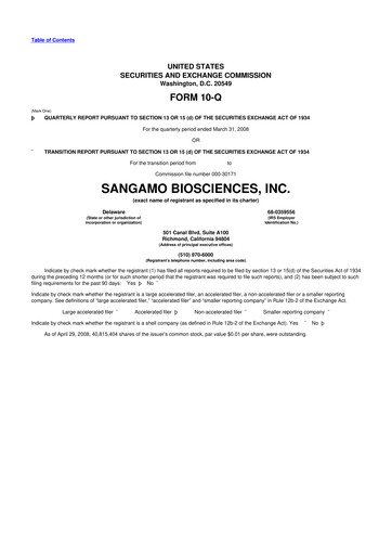 Thumbnail Sangamo Therapeutics
 10-Q Quarterly Report FY 