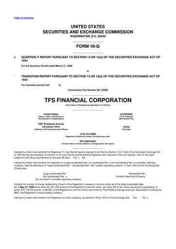 Thumbnail TFS Financial 10-Q Quarterly Report FY 