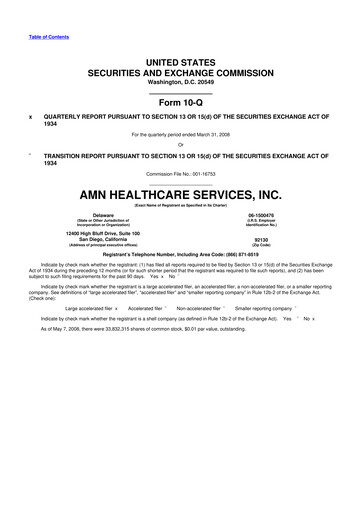 Vorschaubild AMN Healthcare Services 10-Q Quartalsbericht  