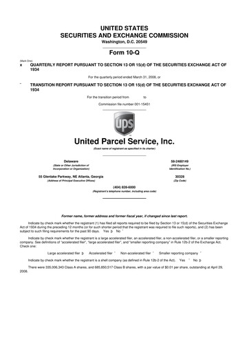 Miniature United Parcel Service 10-Q Rapport trimestriel  