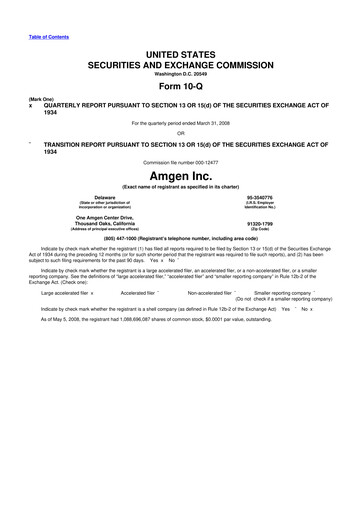 Miniature Amgen 10-Q Rapport trimestriel  