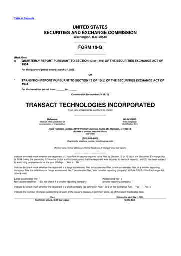 Thumbnail TransAct Technologies 10-Q Quarterly Report FY 