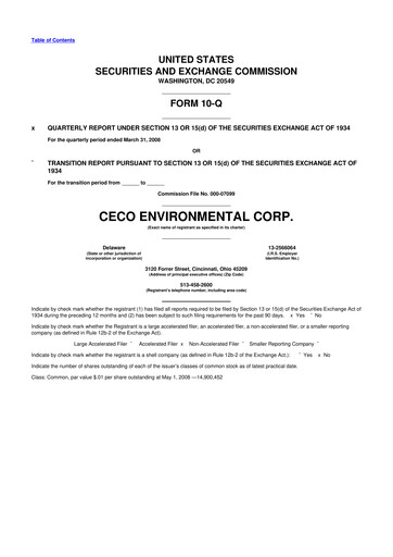 Thumbnail CECO Environmental
 10-Q Quarterly Report FY 