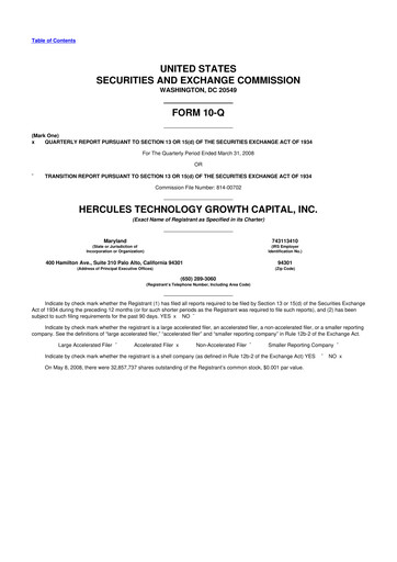 Thumbnail Hercules Capital
 10-Q Quarterly Report FY 