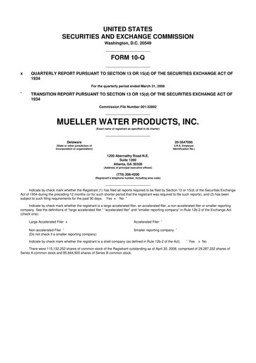 Thumbnail Mueller Water Products
 10-Q Quarterly Report FY 