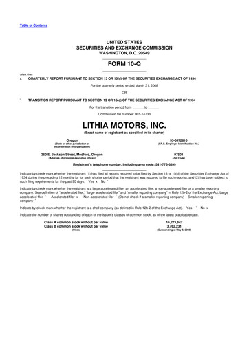 Vorschaubild Lithia Motors 10-Q Quartalsbericht  