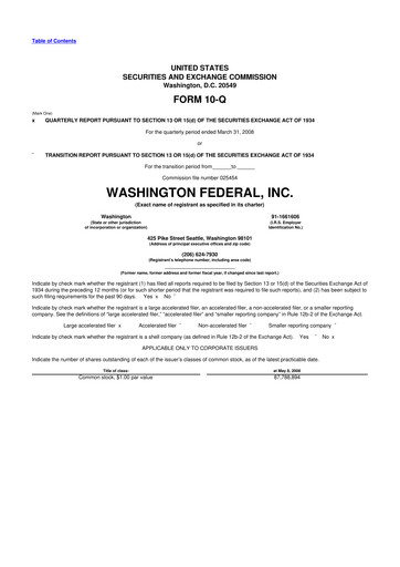 Thumbnail WaFd Bank 10-Q Quarterly Report FY 