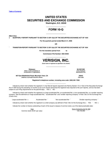 Thumbnail VeriSign 10-Q Quarterly Report FY 