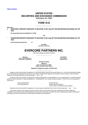 Miniature Evercore 10-Q Rapport trimestriel  