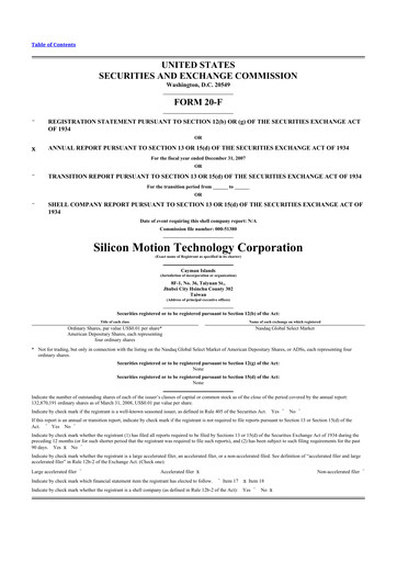 Thumbnail Silicon Motion
 20-F Annual Report 