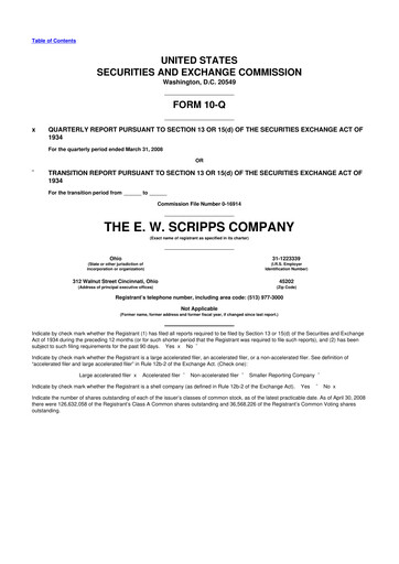 Thumbnail E. W. Scripps Company
 10-Q Quarterly Report FY 
