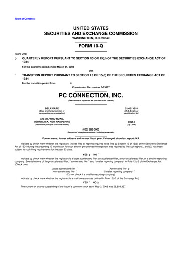 Miniature PC Connection
 10-Q Rapport trimestriel  