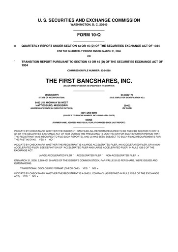 Thumbnail The First Bancshares 10-Q Quarterly Report FY 