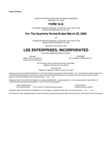 Thumbnail Lee Enterprises
 10-Q Quarterly Report FY 