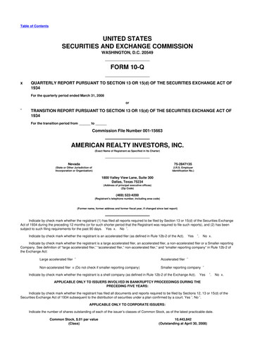 Thumbnail American Realty Investors 10-Q Quarterly Report FY 