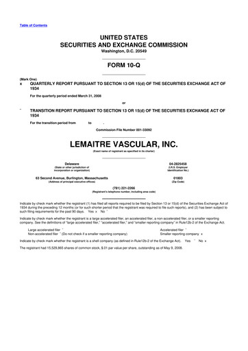 Thumbnail LeMaitre Vascular 10-Q Quarterly Report FY 