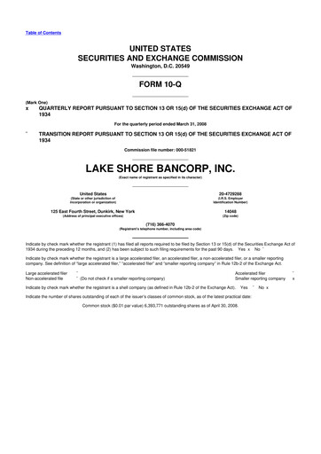 Thumbnail Lake Shore Bancorp 10-Q Quarterly Report FY 
